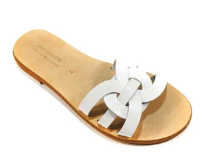Antike griechische Ledersandalen handgefertigt Slide-Stil flache Damenriemen echt - Bild 1 von 5