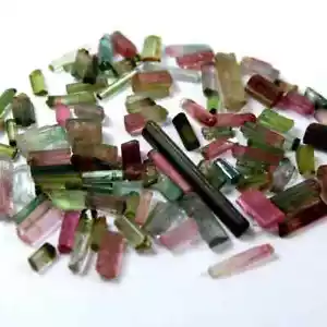 Lápiz de turmalina natural 250 quilates+ bicolor/multicolor lote áspero piedras preciosas sueltas - Imagen 1 de 5