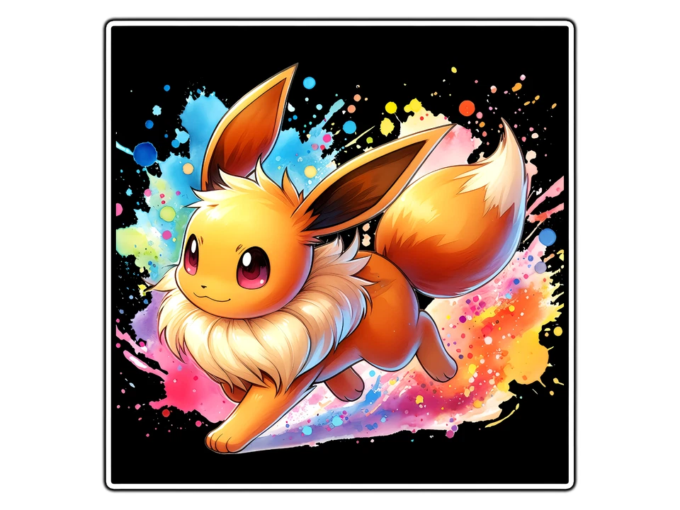 Eevee Pintura Salpicaduras Impermeable Vinilo Adhesivo Calcomanía Troquelada Foto 1 de 1
