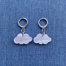 Silver Huggie Hoop Earrings with Cloud Charm