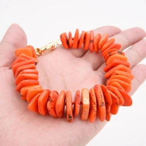 12-20mm Freeform Disc Orange Turquoise Lever Back Bracelet - Picture 1 of 6