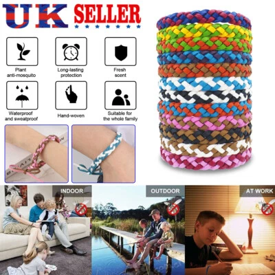12 Pcs Anti Mosquito Pest Insect Repellent Bracelet Leather Wristband Waterproof - Image 1 of 4