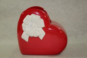 Vintage Teleflora Valentine's Heart W/Flower Planter Vase Holder Candy Dish 5" - Foto 1 di 5