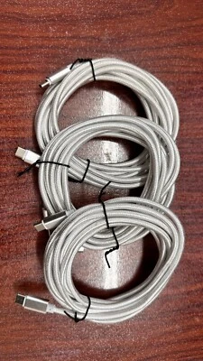 3 Pack 10FT USB-C to USB-C Cable Fast Charge Type C Charging Cord Charger Rapid - Image 1 of 4