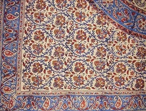 Mantel de algodón estampado en bloques Kalamkari 90" x 60" multicolor - Imagen 1 de 2