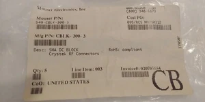 CRYSTEK MICROWAVE SMA DC BLOCK CBLK-300-3 300KHZ TO 3GHZ 16V - Picture 1 of 3