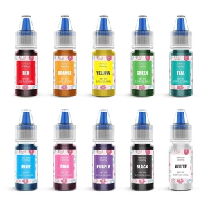 10 Colors Gel Based Edible Food Coloring Set for Cake Decorating (6Ml/Bottle) - Picture 1 of 12