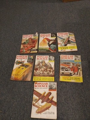 Vintage Lot Of 7 Popular Science Monthly Magazines All 1950 Mechanics Autos Foto 1 de 4