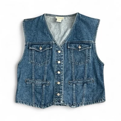 Raro Chaleco Denim Banana Republic Años 80 Viaje Safari Ropa Talla L Foto 1 de 4