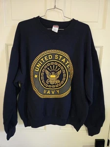 Vintage United States Navy Sweatshirt Men Large Blue Crew Neck Sweater US USA - Picture 1 of 5