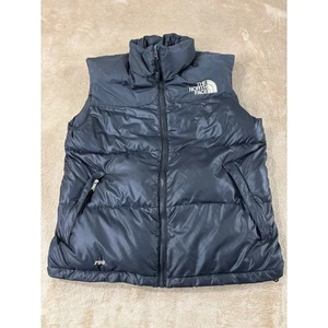 Vintage The North Face Nuptse Goose Down Vest 700 Men small Petite 90s Black zip - Picture 1 of 9