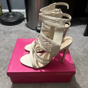 Shoe dazzle Lonne Cream Women’s High Heel Dress Sandals Size 12 NIB - Picture 1 of 4