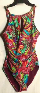 Ellen Tracy Swimsuit One Piece Multicolored Red Women's Size 10 - Picture 1 of 4