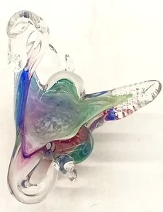 Vintage mundgeblasene bunte 5" Glas Schwan Schmuck Schale - Bild 1 von 6