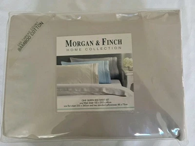 Morgan and Finch Queen Sheet Set Bamboo Cotton 500 Thread Caton NEW - image 1 of 4