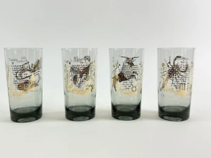 Vtg 60s Anchor Hocking highball glasses Horoscope Zodiac 22K gold Set Of 4 - Picture 1 of 12