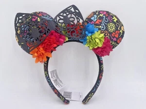 Disney Blumen Spitze Mickey schwarz Coco Dia de Los Muertos Minnie Ohren Stirnband - Bild 1 von 2