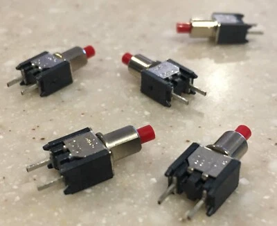 5 Alcoswitch TPB11CGPC2 SPST Momentory RED  PCB Mount Pushbutton Switches  - Image 1 of 4