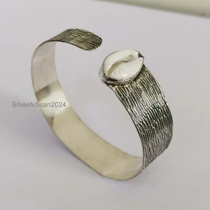 White Cowrie Sterling silver bangle bracelet, simple bracelet Beautiful Bangle - Picture 1 of 3