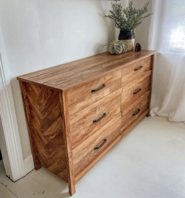 Комод из массива дерева 6 ящиков для спальни, дуб - Изображение 1 из 4