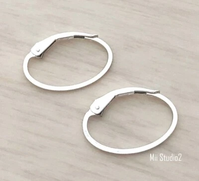 6pcs Sterling Silver Oval Leverback Ear Wire  E86s - Image 1 of 4