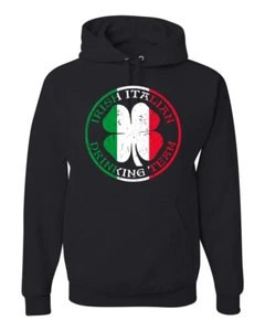Irish Italian Drinking Team Mixed Race St Patricks Day Hooded Sweater - Picture 1 of 6
