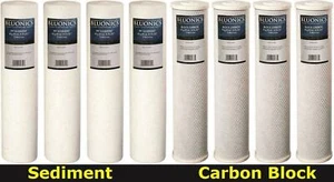 BLUONICS CTO Carbon Block & Sediment 8pcs 20”x 4.5" Replacement Filters - Picture 1 of 9