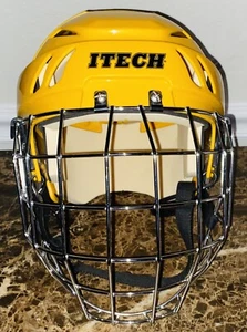 RARE Yellow ITECH Hockey Helmet 480L Metal Face Shield Cage Large HECC Certified - Picture 1 of 5