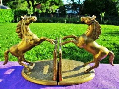 Serre-livres ancien Chevaux bronze Vintage Bronze Horses Bookends - Photo 1/4