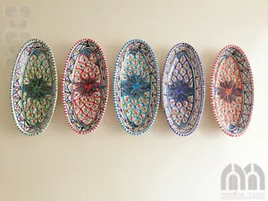 Schale Keramik oval 28 cm handbemalt, Platte, Deko, orientalisch, Handarbeit - Bild 1 von 6