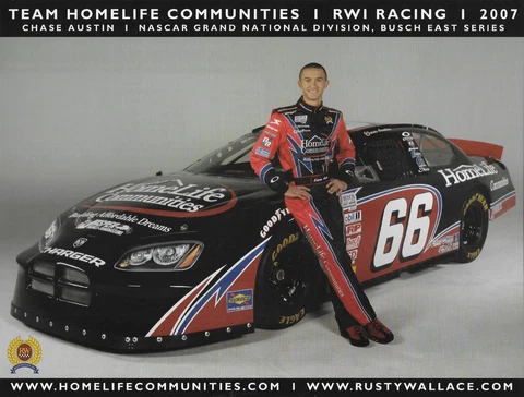 2007 CHASE AUSTIN "HOMELIFE RUSTY WALLACE" #66 NASCAR BUSCH EAST LM POSTCARD Cover