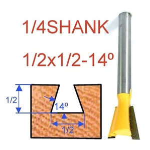 1 pc 1/4" SH 1/2 Diameter 14° Dovetail Router Bit (43775PC) For Omni Jig - Picture 1 of 12