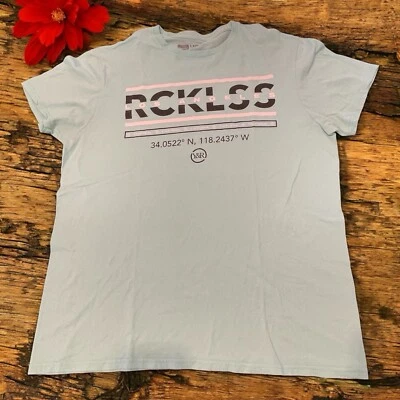 Camisa joven e imprudente de Los Ángeles para hombre grande verde azulado Strikethrough  Foto 1 de 4