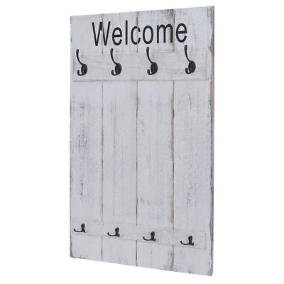 Wandgarderobe MCW-C89 Welcome, Garderobe, Shabby-Look, 91x60cm weiß, shabby