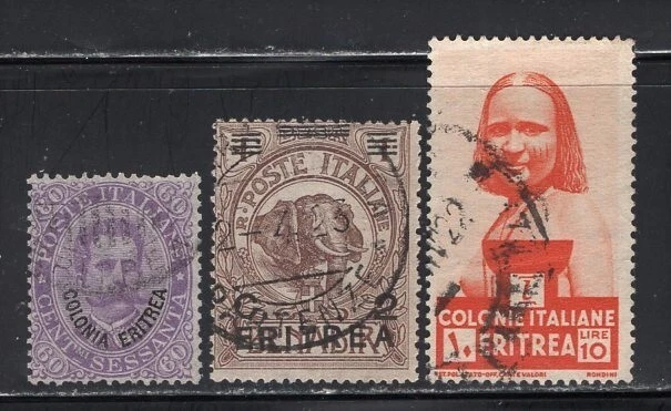 Italian Eritrea 1892-1934, 3 Better Values FVF Used #9, 58, 167 CV$97 - Image 1 of 1