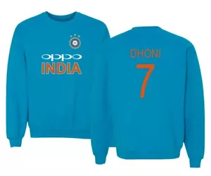 Cricket India Jersey Style Dhoni 7 Unisex Crewneck Sweater - Picture 1 of 15
