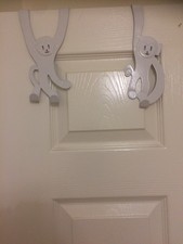 Metal White Over The Door Hooks X2 Monkeys