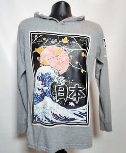 OG Hustle Langarm Hoodie Shirt Pullover Tokyo Japan Wave Design Herren Medium