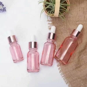 5ml-100ml Pink Glass Dropper Bottle w/ Pipette Perfume Refillable Drop Container - Picture 1 of 15