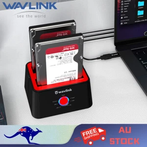 Wavlink Hard Drive Docking Station 2.5/3.5" HDD SSD Reader USB C/A to SATA 2 Bay - Picture 1 of 15