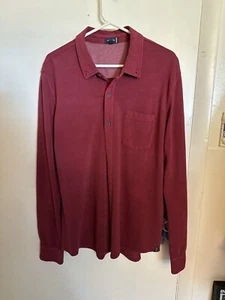 Mododoc Mens Classic-Fit Red Long-Sleeve Button Casual Collar Shirt Size M - Picture 1 of 13