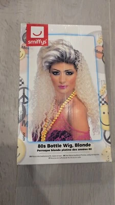 Smiffys 80s Bottle Wig Blonde Curly With Quiff - New Open Box Foto 1 de 3