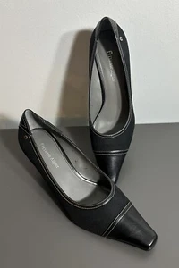 Etienne Aigner schwarze Damenschuhe Leder Stoff 9,5 M High-Heels Pumps E-Omni - Bild 1 von 10