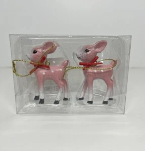 Target Wondershop Retro Small Pink deer Fawn Christmas Ornament 2024 Set Of 2 - Picture 1 of 6
