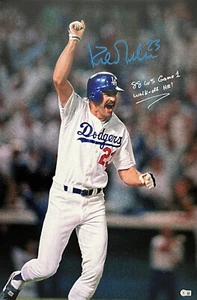 KIRK GIBSON DODGERS SIGNED 20X30 STRETCHED CANVAS "88 WS GM1 WALKOFF BAS W140629 - Picture 1 of 6