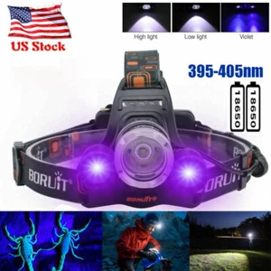 395nm Potente Fluorescenza Luci di Testa Zoom UV Ultravioletta Luce Nera Faro - Foto 1 di 12