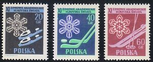 Poland 1956 MNH Mi 956-958 Sc 724-726 Ice Hockey,Ice Skates,Skiing . Sport **