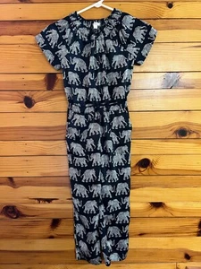 Crewcuts Elephant Print Jumpsuit with Pockets EUC Girls Pant Romper Size 7 - Picture 1 of 4