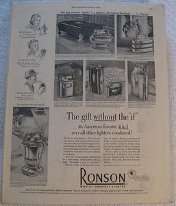 VINTAGE Magazine PAPER Ad RONSON Lighters + TOTE LITE with SLEEVE and CARDBOARD - Picture 1 of 2