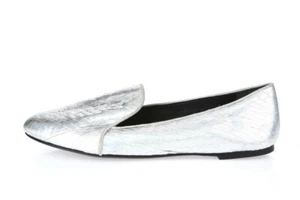 BRIAN ATWOOD hologram silver leather smoky slippers shoes sz. 5.5 M NEW - Picture 1 of 5